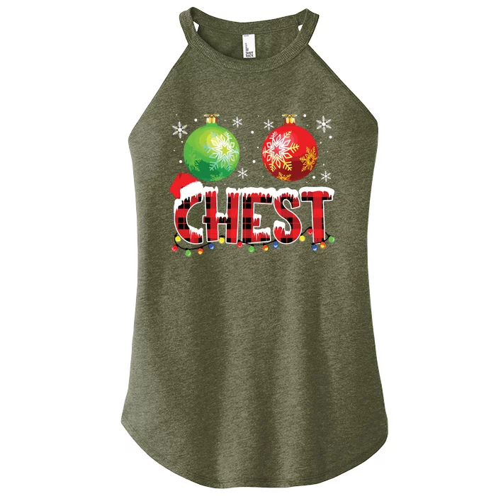 Chestnuts Funny Matching Couples Christmas Lights Nuts Chest Women’s Perfect Tri Rocker Tank