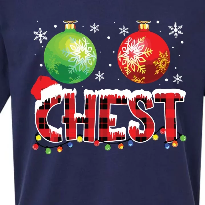 Chestnuts Funny Matching Couples Christmas Lights Nuts Chest Sueded Cloud Jersey T-Shirt