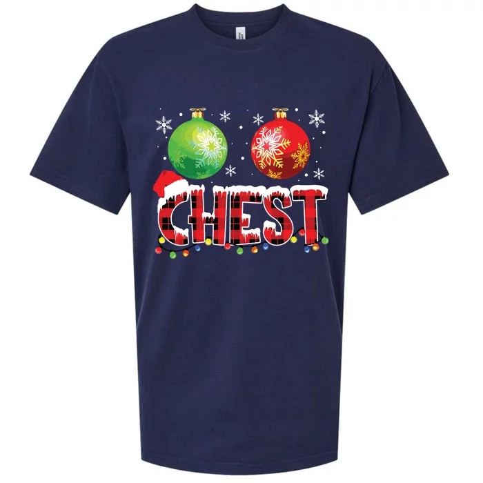 Chestnuts Funny Matching Couples Christmas Lights Nuts Chest Sueded Cloud Jersey T-Shirt