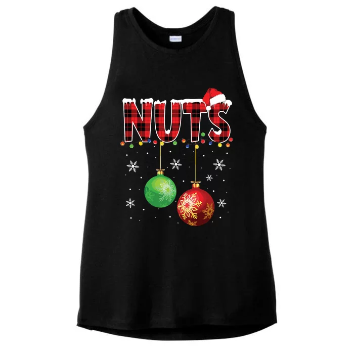 Chestnuts Funny Matching Couples Christmas Lights Nuts Ladies Tri-Blend Wicking Tank