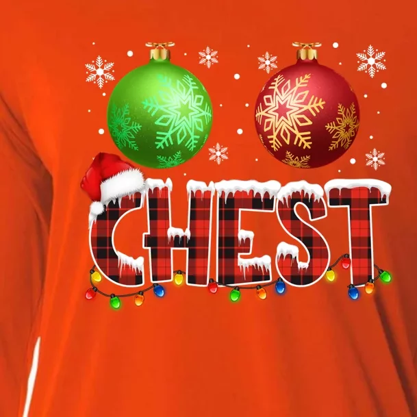 Chestnuts Funny Matching Couples Christmas Lights Nuts Chest Cute Gift Cooling Performance Long Sleeve Crew