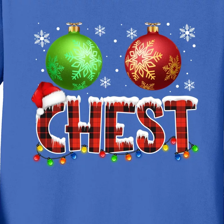 Chestnuts Funny Matching Couples Christmas Lights Nuts Chest Cute Gift Kids Long Sleeve Shirt