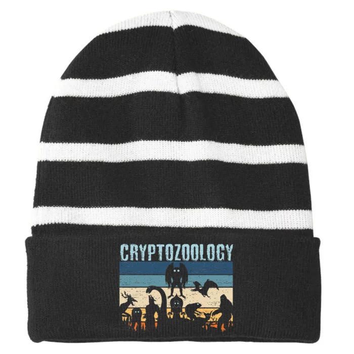 Cryptid Fantasy Monsters Mythical Creatures! Cryptozoology Striped Beanie with Solid Band