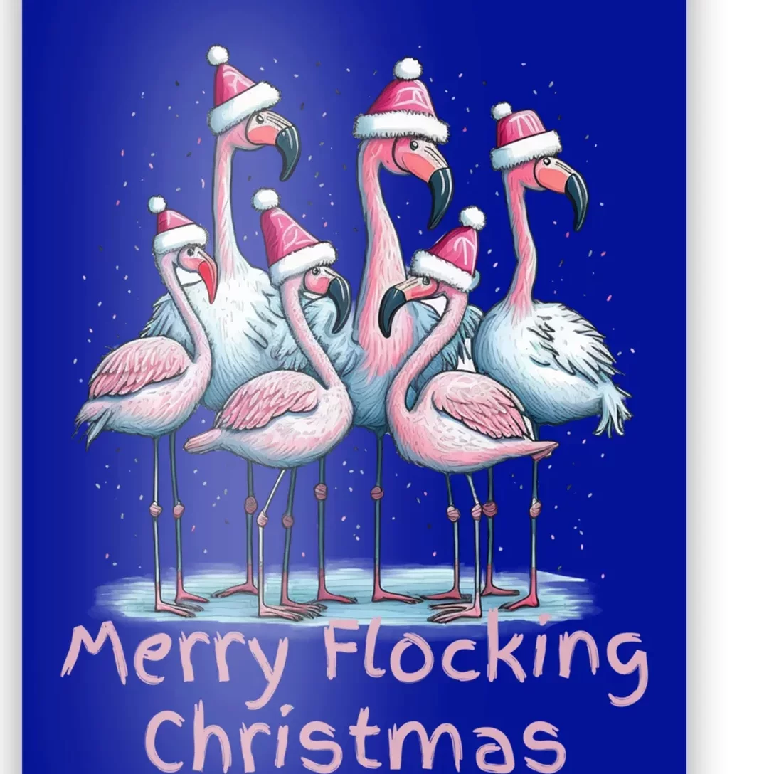 Christmas Flamingos Merry Flocking Christmas Gift Poster