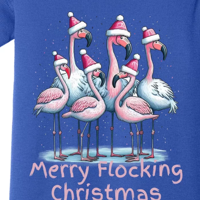 Christmas Flamingos Merry Flocking Christmas Gift Baby Bodysuit