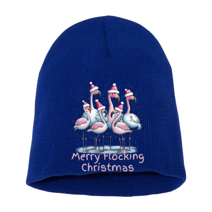 Christmas Flamingos Merry Flocking Christmas Gift Short Acrylic Beanie