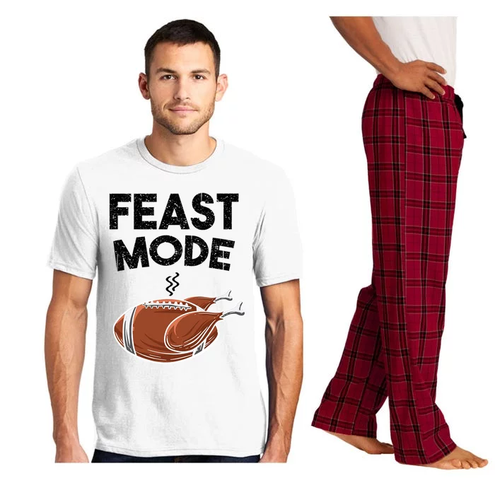 Cool Feast Mode Funny Turkey Football Thanksgiving Gift Cute Gift Pajama Set