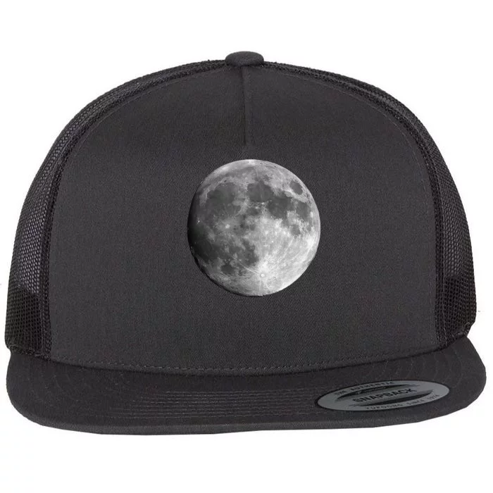 Cool Full Moon Luna Graphic Space Astronomy Science Flat Bill Trucker Hat