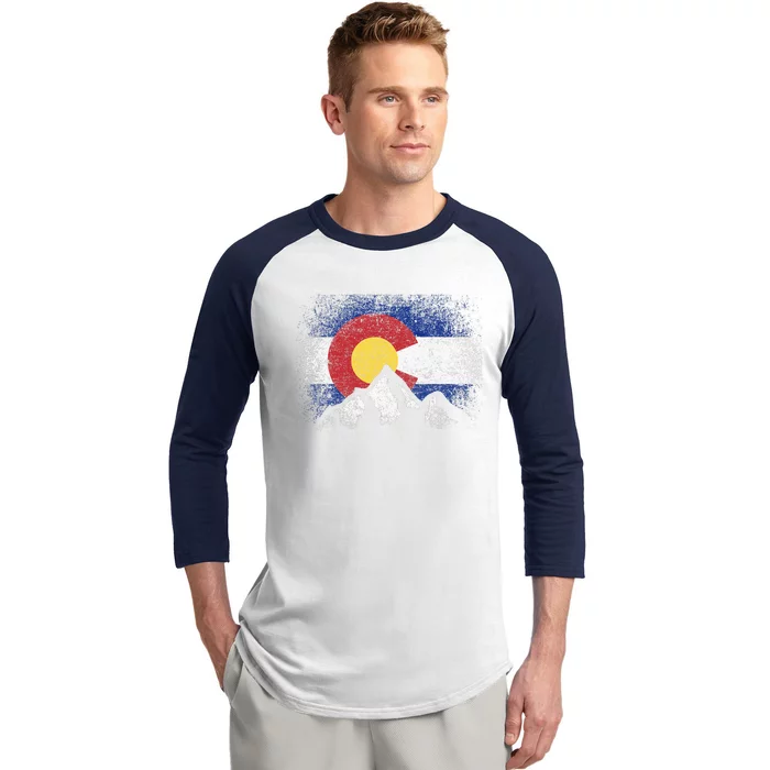 Colorado Flag Mountain Ski Winter Gift Hiker Hiking Camping Baseball Sleeve Shirt