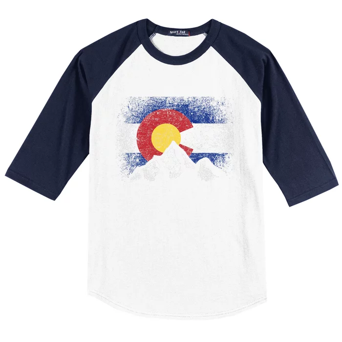 Colorado Flag Mountain Ski Winter Gift Hiker Hiking Camping Baseball Sleeve Shirt