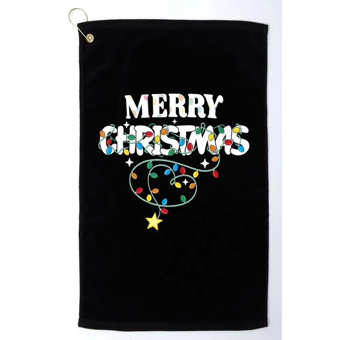 Cute Family Merry Xmas Friends Merry Christmas Lights Party Tank Top Platinum Collection Golf Towel