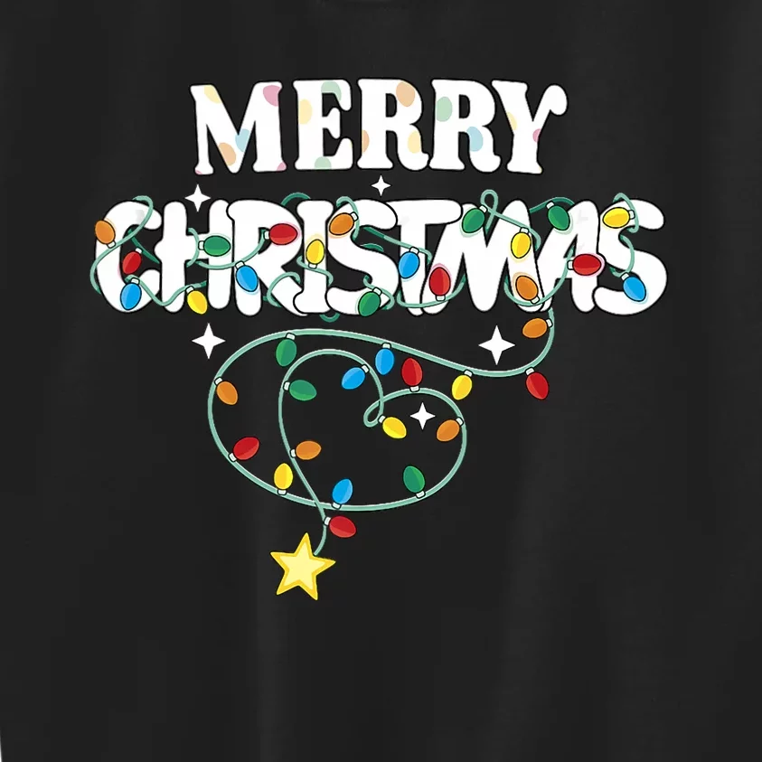 Cute Family Merry Xmas Friends Merry Christmas Lights Party Tank Top Kids Sweatshirt