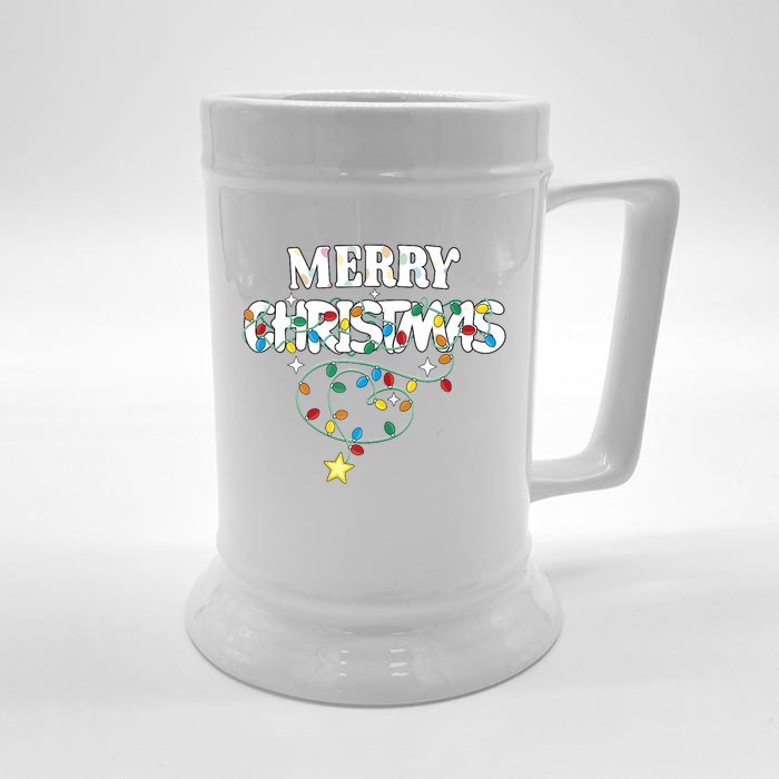 Cute Family Merry Xmas Friends Merry Christmas Lights Party Tank Top Front & Back Beer Stein