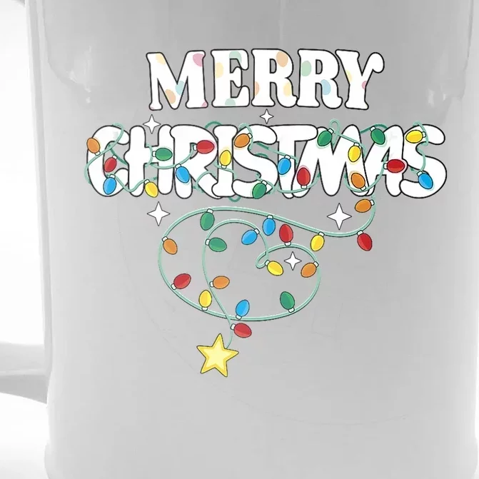 Cute Family Merry Xmas Friends Merry Christmas Lights Party Tank Top Front & Back Beer Stein