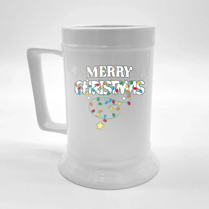 Cute Family Merry Xmas Friends Merry Christmas Lights Party Tank Top Front & Back Beer Stein