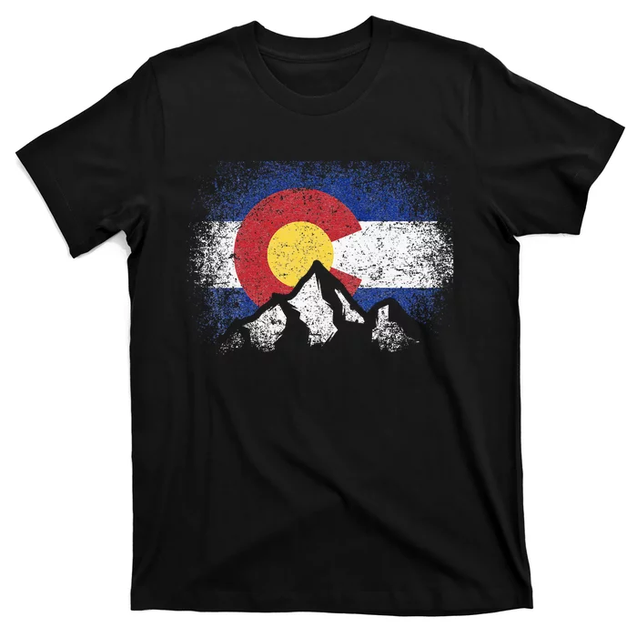 Colorado Flag Mountain Ski Winter Gift Hiker Hiking Camping T-Shirt