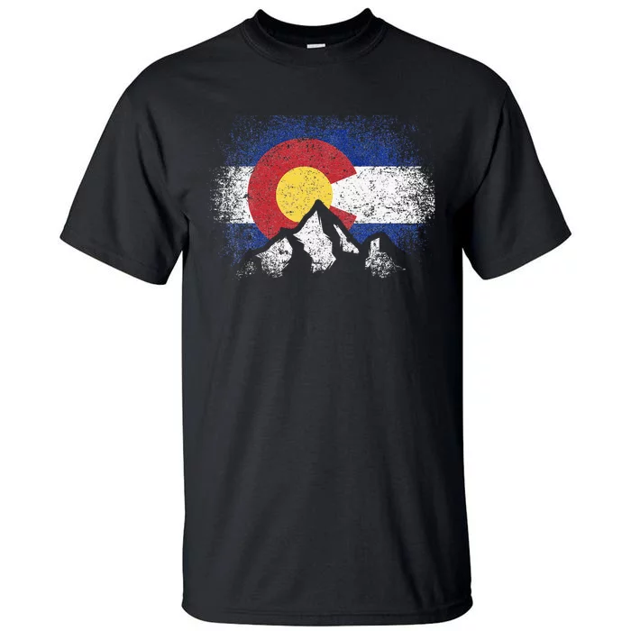 Colorado Flag Mountain Ski Winter Gift Hiker Hiking Camping Tall T-Shirt