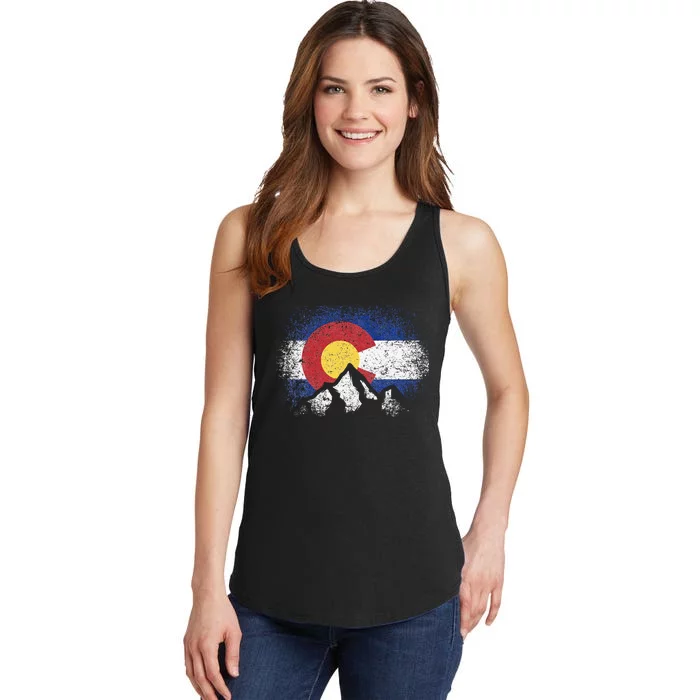 Colorado Flag Mountain Ski Winter Gift Hiker Hiking Camping Ladies Essential Tank