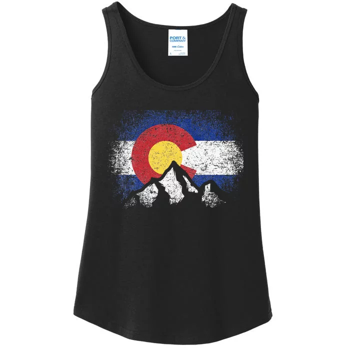 Colorado Flag Mountain Ski Winter Gift Hiker Hiking Camping Ladies Essential Tank