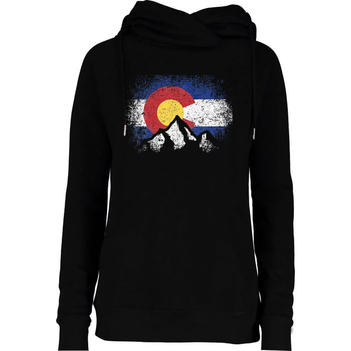 Colorado Flag Mountain Ski Winter Gift Hiker Hiking Camping Womens Funnel Neck Pullover Hood