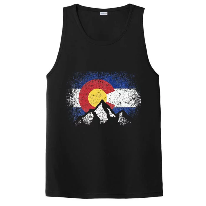 Colorado Flag Mountain Ski Winter Gift Hiker Hiking Camping Performance Tank