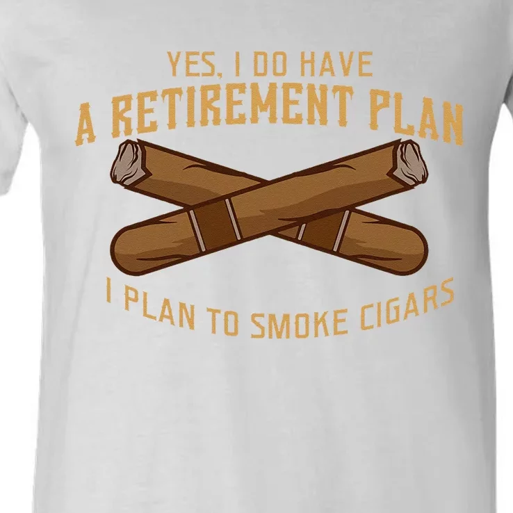 Cigar For Men Cigar Smoker Grandpa Dad Fathers Day V-Neck T-Shirt