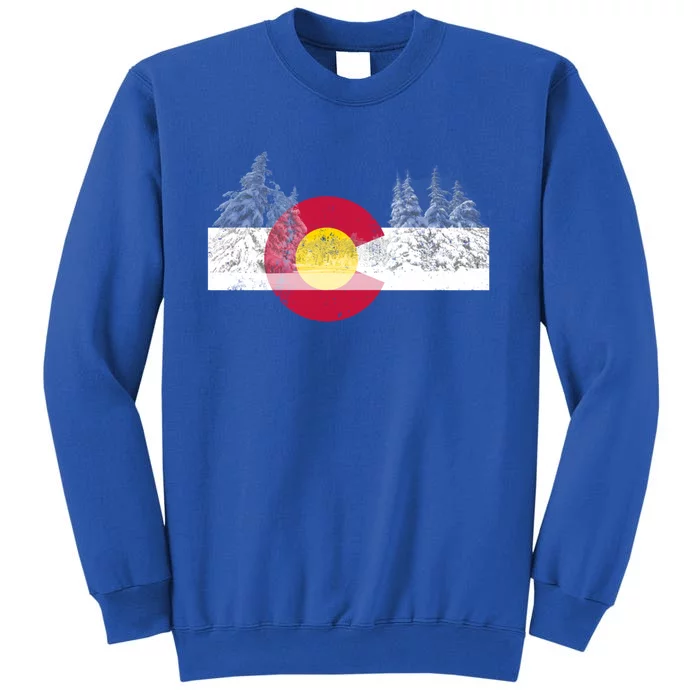 Colorado Flag Mountain Ski Trees Outdoor Gift Sweatshirt