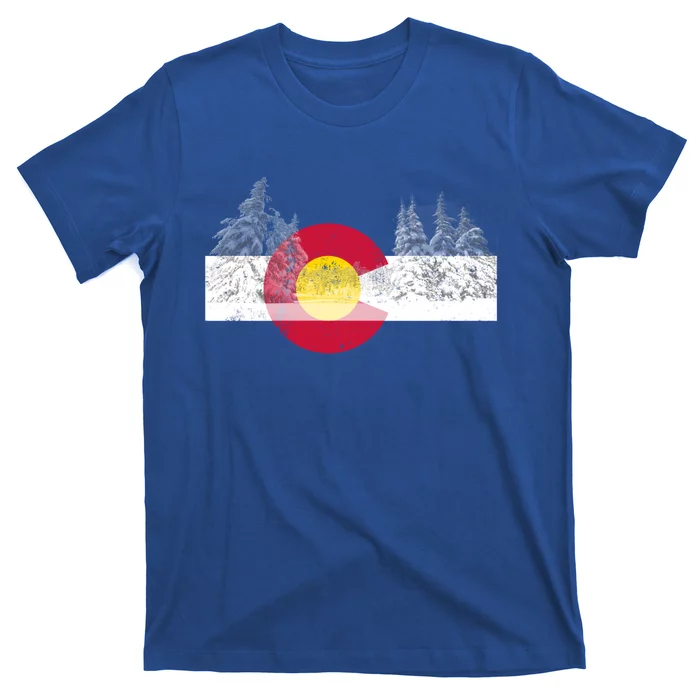 Colorado Flag Mountain Ski Trees Outdoor Gift T-Shirt