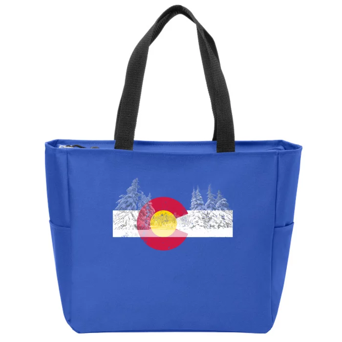 Colorado Flag Mountain Ski Trees Outdoor Gift Zip Tote Bag