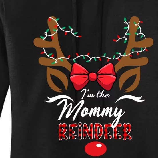 Christmas Family Matching I Am The Mommy Reindeer Red Plaid Women's Pullover Hoodie