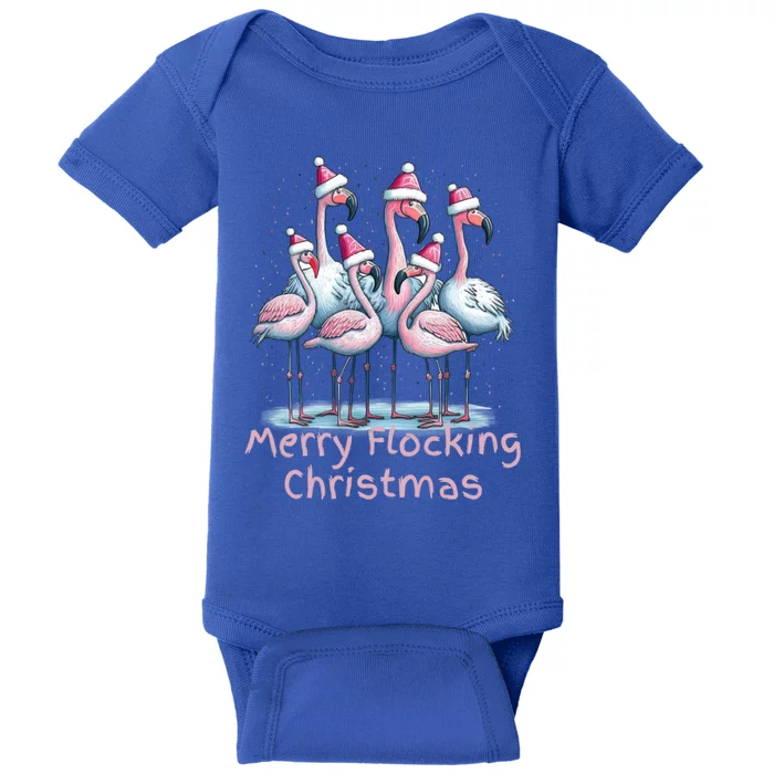 Christmas Flamingos Merry Flocking Christmas Gift Baby Bodysuit