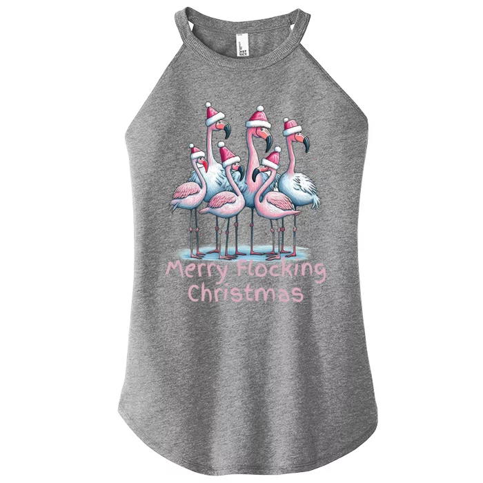 Christmas Flamingos Merry Flocking Christmas Gift Women’s Perfect Tri Rocker Tank