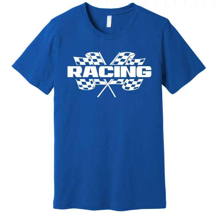 Checker Flag Motorsports Auto Car Racing Flag Funny Gift Premium T-Shirt