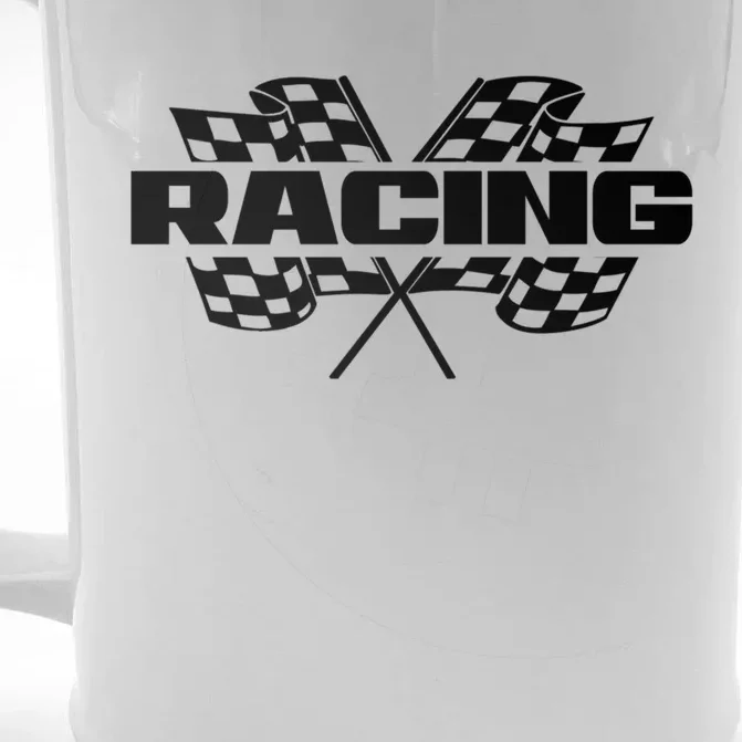 Checker Flag Motorsports Auto Car Racing Flag Funny Gift Front & Back Beer Stein