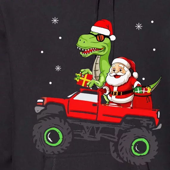 Christmas Family Matching Santa Truck Dinosaur Premium Hoodie