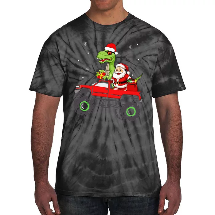 Christmas Family Matching Santa Truck Dinosaur Tie-Dye T-Shirt