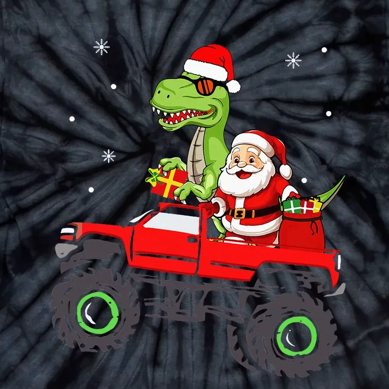 Christmas Family Matching Santa Truck Dinosaur Tie-Dye T-Shirt