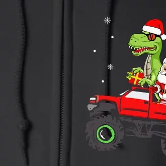 Christmas Family Matching Santa Truck Dinosaur Full Zip Hoodie