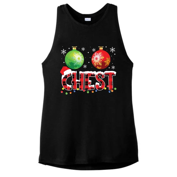 Chestnuts Funny Matching Couples Christmas Lights Nuts Chest Ladies Tri-Blend Wicking Tank