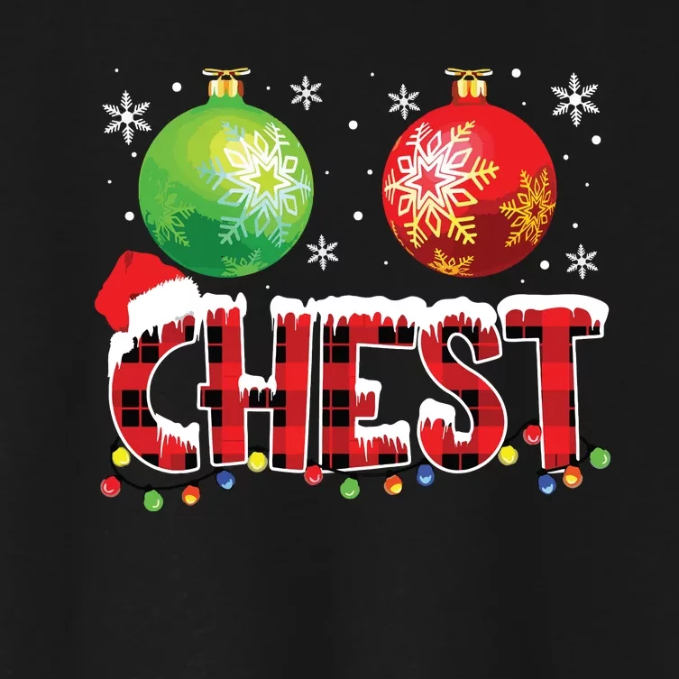 Chestnuts Funny Matching Couples Christmas Lights Nuts Chest Women's Crop Top Tee