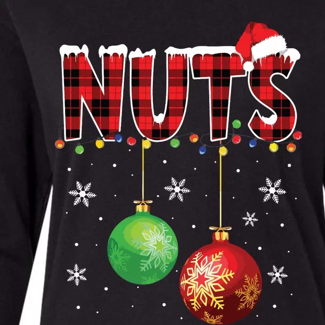 Chestnuts Funny Matching Couples Christmas Lights Nuts Womens Cotton Relaxed Long Sleeve T-Shirt