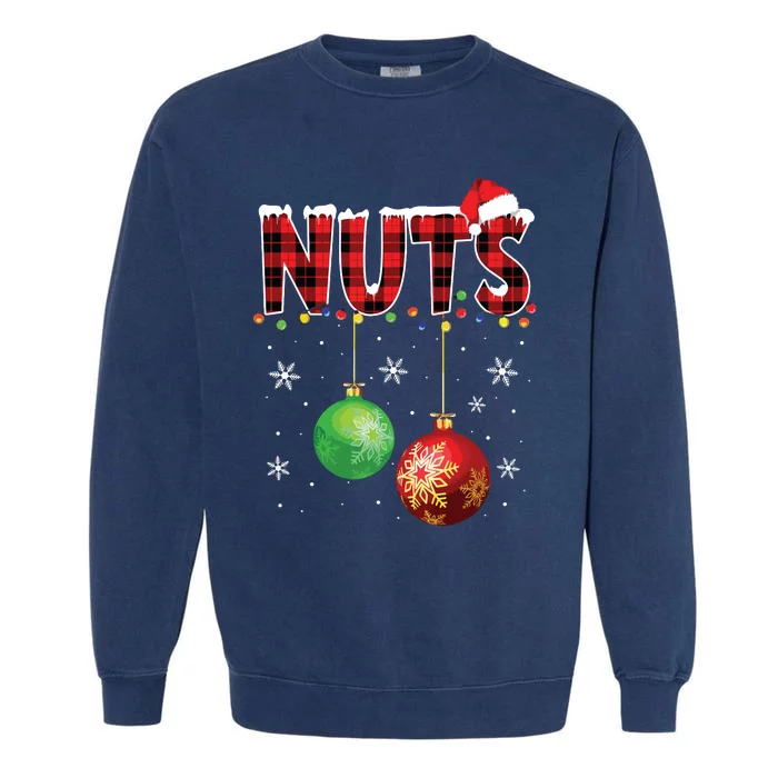 Chestnuts Funny Matching Couples Christmas Lights Nuts Garment-Dyed Sweatshirt