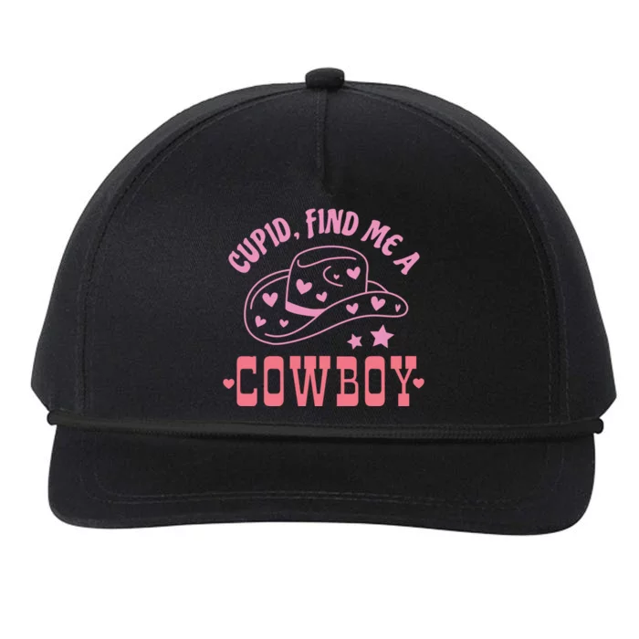 Cupid Find Me A Cowboy Western Style Funny ValentineS Day Snapback Five-Panel Rope Hat