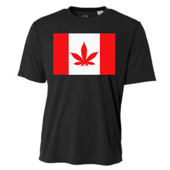 Canada Flag Marijuana Leaf Red Cannabis Canadian Cooling Performance Crew T-Shirt