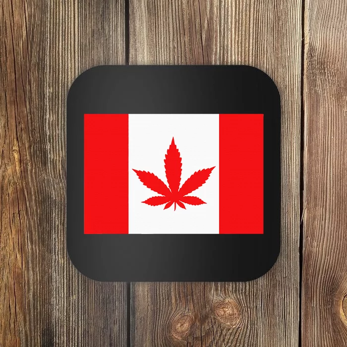 Canada Flag Marijuana Leaf Red Cannabis Canadian Coaster