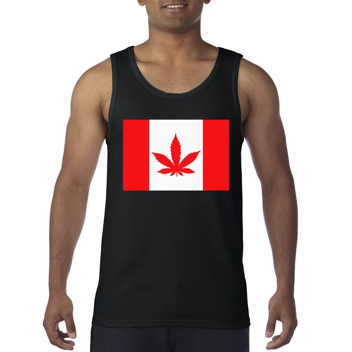 Canada Flag Marijuana Leaf Red Cannabis Canadian Tank Top