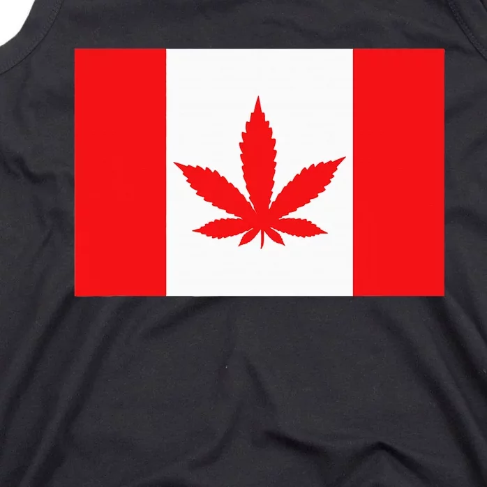 Canada Flag Marijuana Leaf Red Cannabis Canadian Tank Top