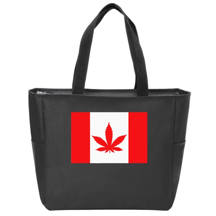 Canada Flag Marijuana Leaf Red Cannabis Canadian Zip Tote Bag