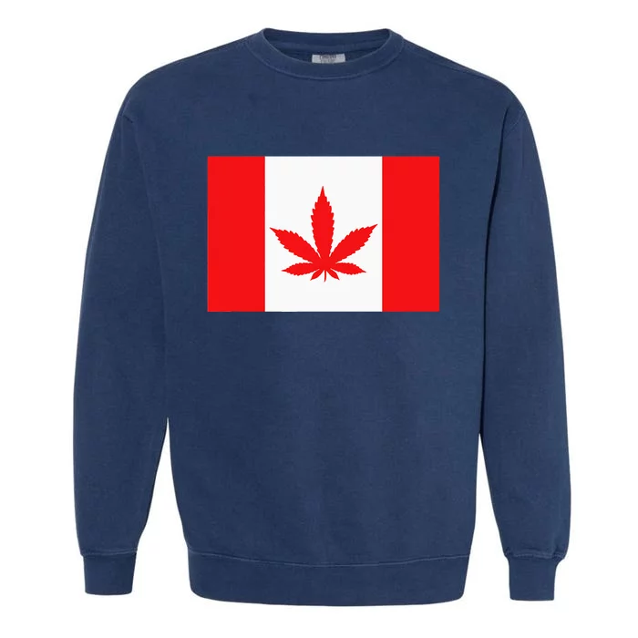 Canada Flag Marijuana Leaf Red Cannabis Canadian Garment-Dyed Sweatshirt