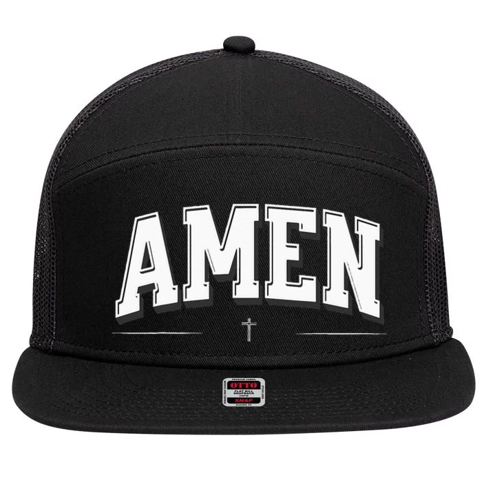 Christian For Men AMEN 7 Panel Mesh Trucker Snapback Hat